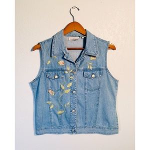 Embroidered Tulip Jean Vest